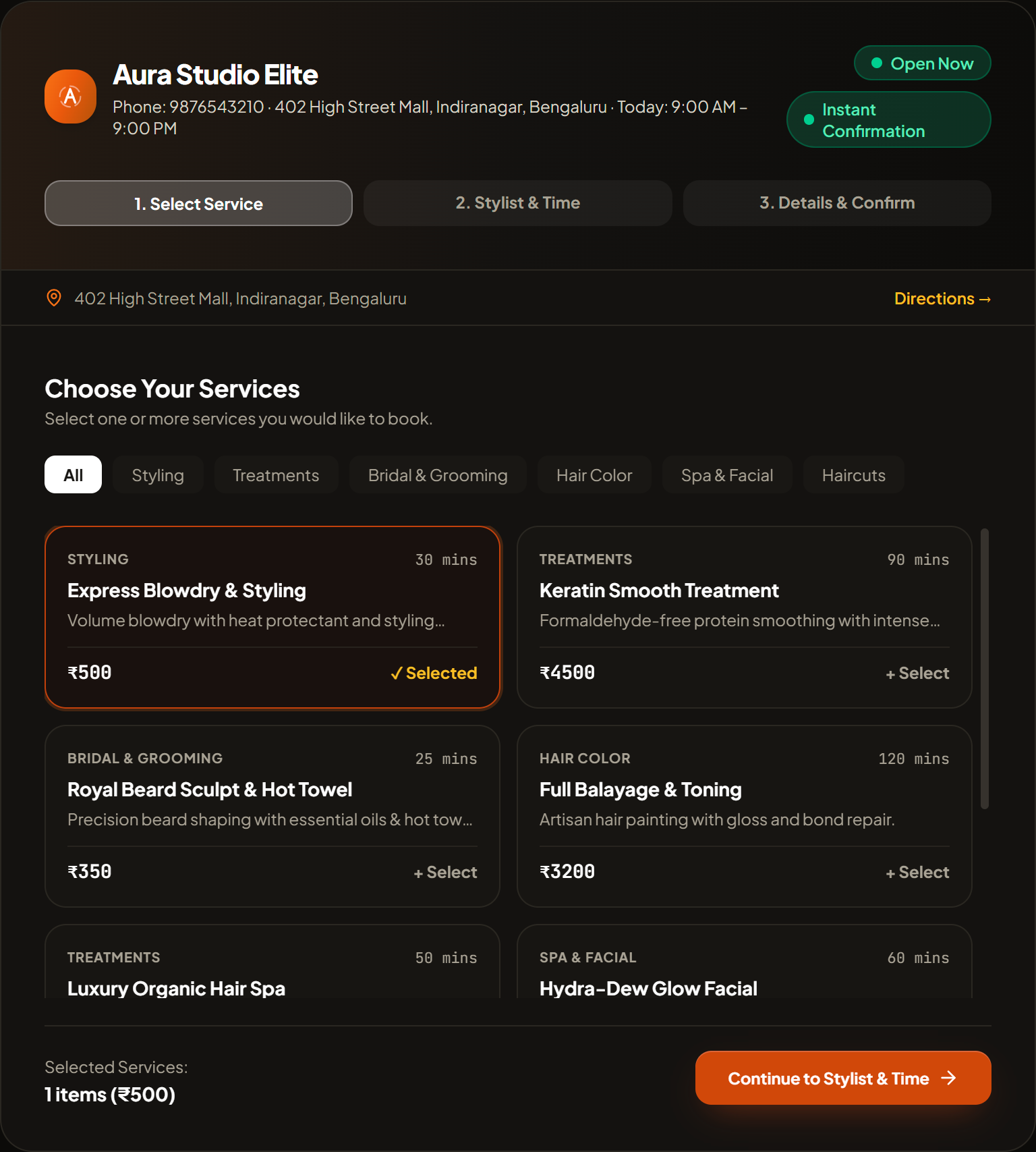 AuraPOS Client Booking Interface Preview
