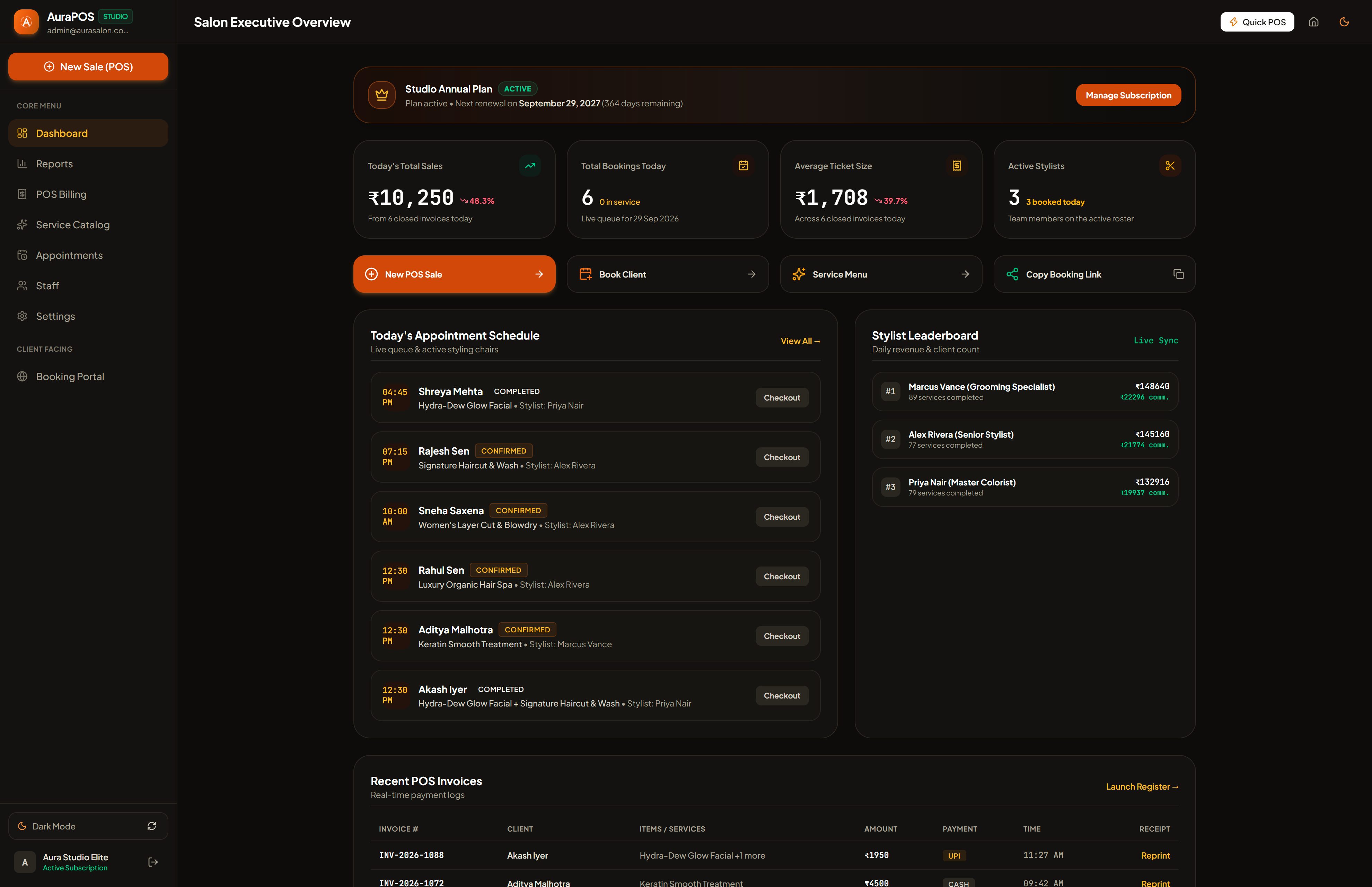 AuraPOS Dashboard Live Preview